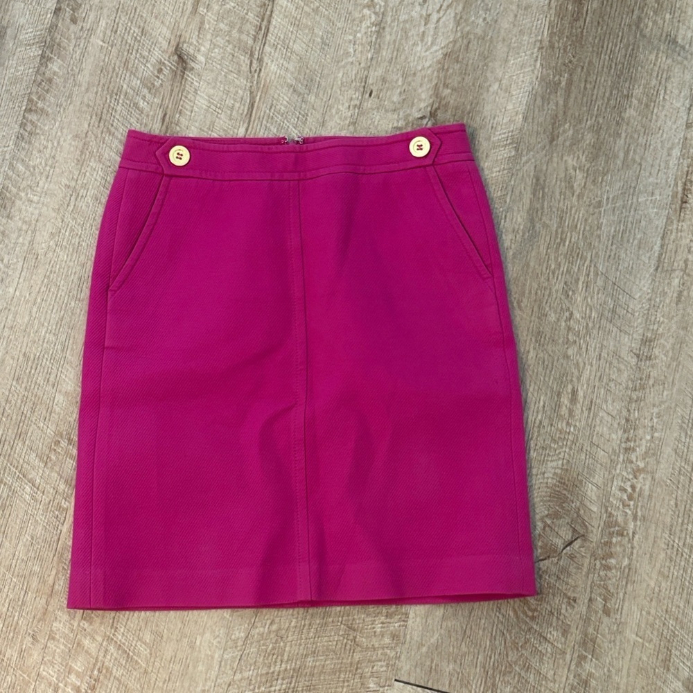 Talbots Fuchsia Mini Skirt with Gold Button Accents